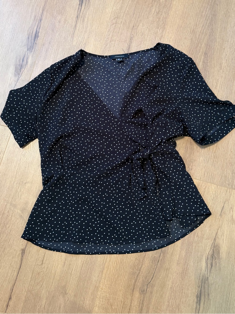 Atmosphere Black Polka Dot Wrap Blouse